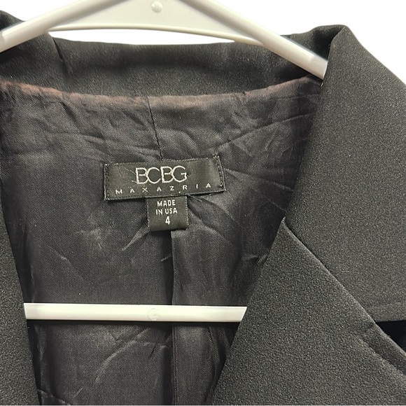 BCBGMaxazria Black 3 Button Slim Fit Shoulder Pad Pocket Blazer Jacket Womens 4 - Picture 15 of 15